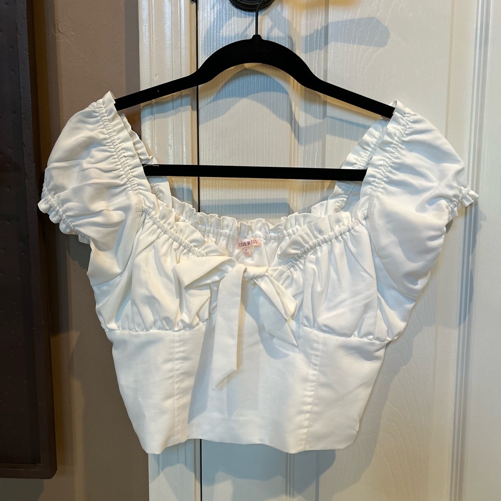 White Puff Sleeve Crop Top